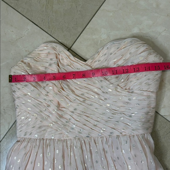 ⭐️ Jill Stuart Strapless Light Peach Silk Gown with Silver Accents - size 8 - Picture 7 of 13